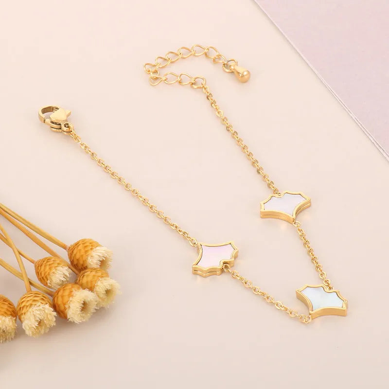 Basic Ginkgo Leaf Stainless Steel 18K Gold Plated Bracelets In Bulk