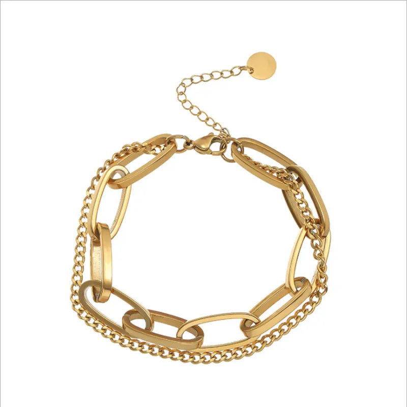 Geometric 304 Stainless Steel 18K Gold Plated Bracelets In Bulk
