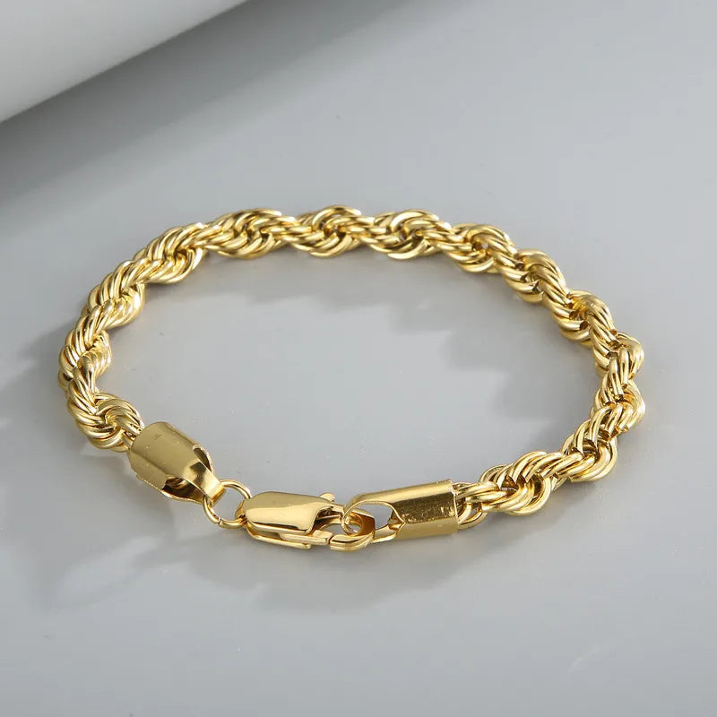 Simple Style Twist Stainless Steel 18K Gold Plated Bracelets In Bulk