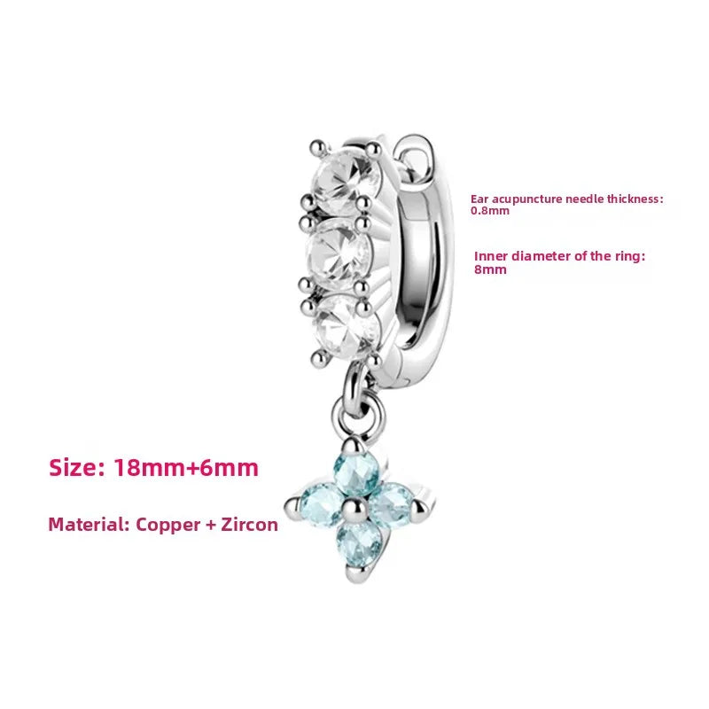 Unisex Flowers Ear Cartilage Rings & Studs in Copper with Zircon Inlay, Available in White