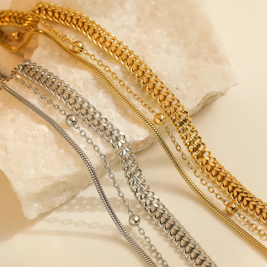 Simple Style Geometric 304 Stainless Steel 18K Gold Plated Bracelets In Bulk