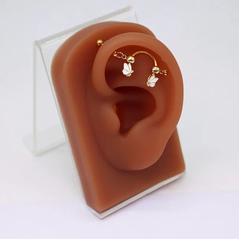 1 Piece Ear Cartilage Rings & Studs Sexy Sweet Heart Shape Wings Bow Knot 316L Stainless Steel  Alloy Copper Plating Inlay Acrylic Resin Rhinestones White Gold Plated Gold Plated