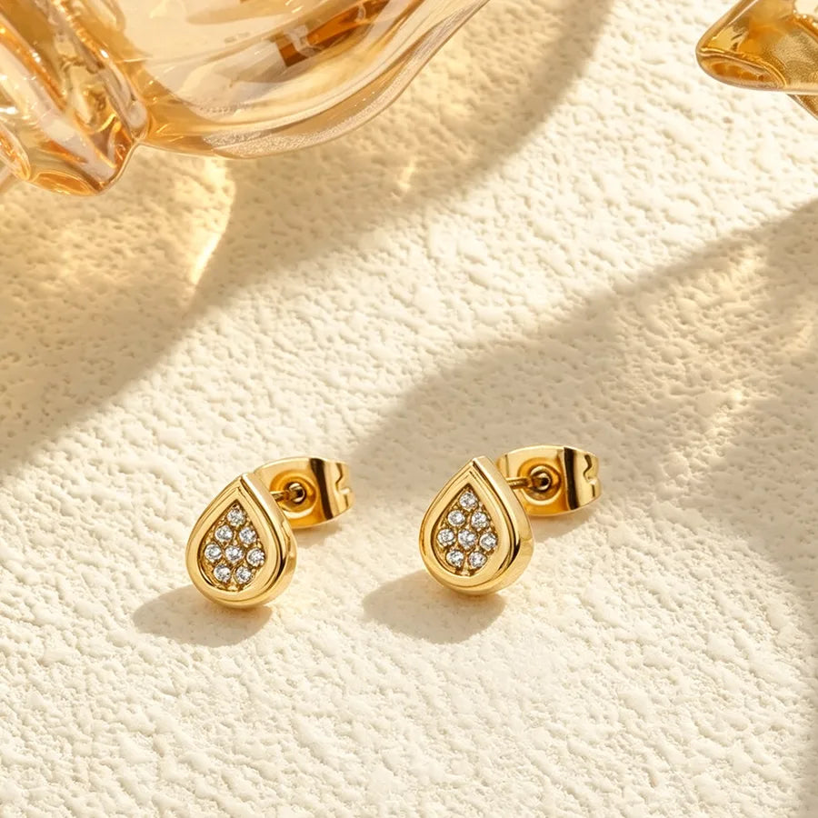 Heart Shape Stud Earrings For Women in Silver Featuring Titanium Steel and Titanium Alloy with Zircon Inlay