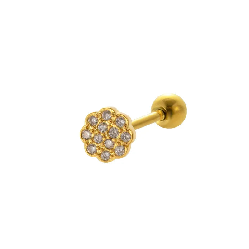 1 Piece Ear Cartilage Rings & Studs Vintage Style French Style Simple Style Leaves Water Droplets Heart Shape 316L Stainless Steel  Copper Plating Inlay Pearl Zircon