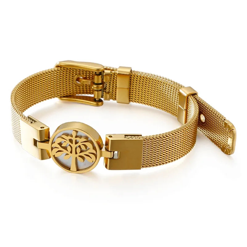 Leaf Titanium Steel 18K Gold Plated Bracelets In Bulk