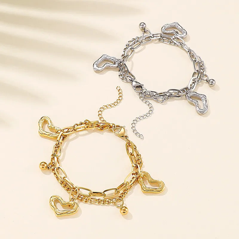 Fashion Heart Titanium Steel 18K Gold Plated Bracelets In Bulk
