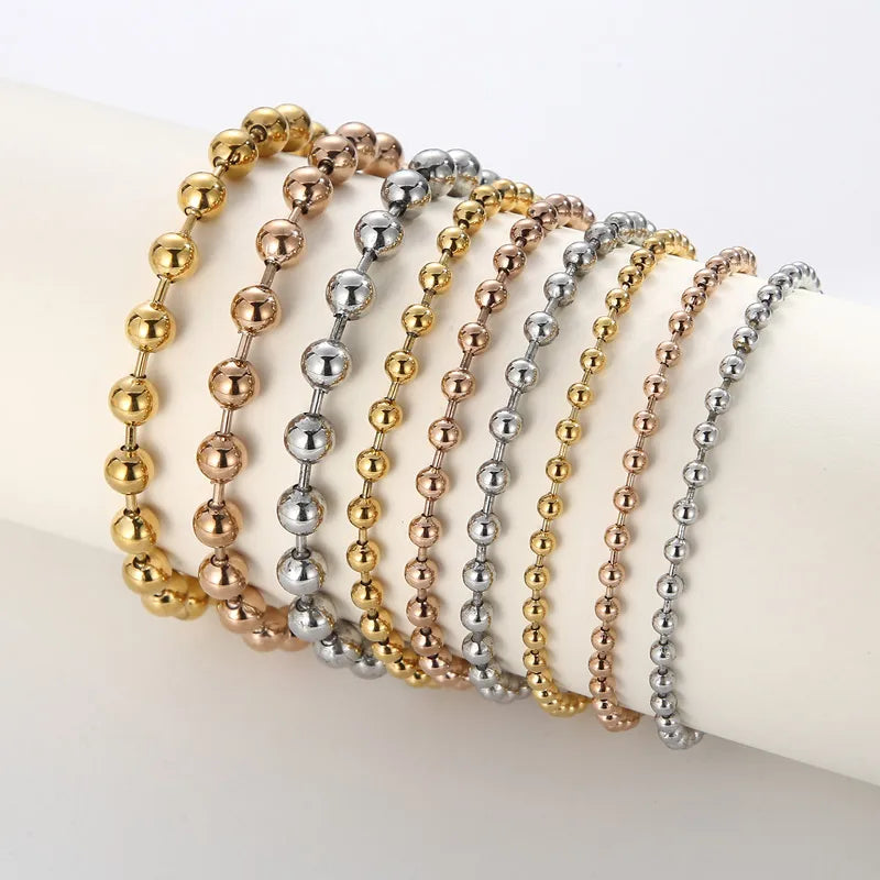 Simple Style Round Stainless Steel 18K Gold Plated Bracelets In Bulk
