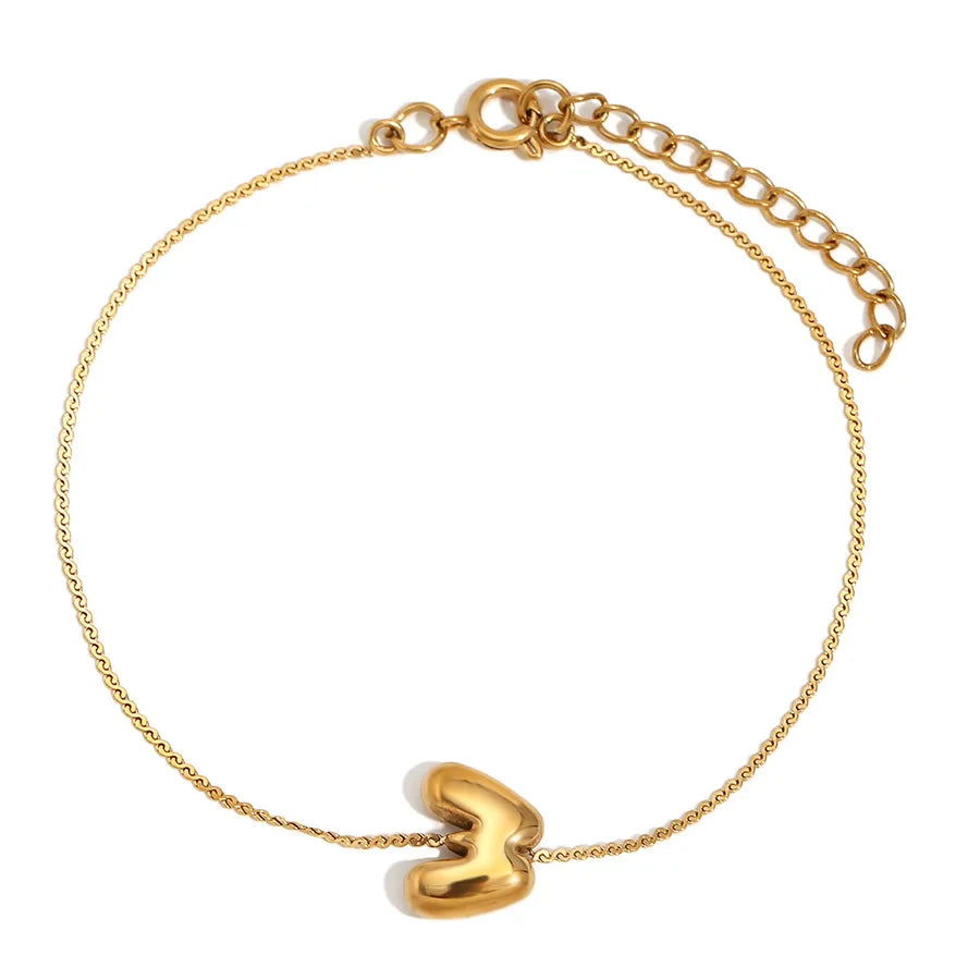 Simple Style Letter 304 Stainless Steel 18K Gold Plated  Bracelets In Bulk