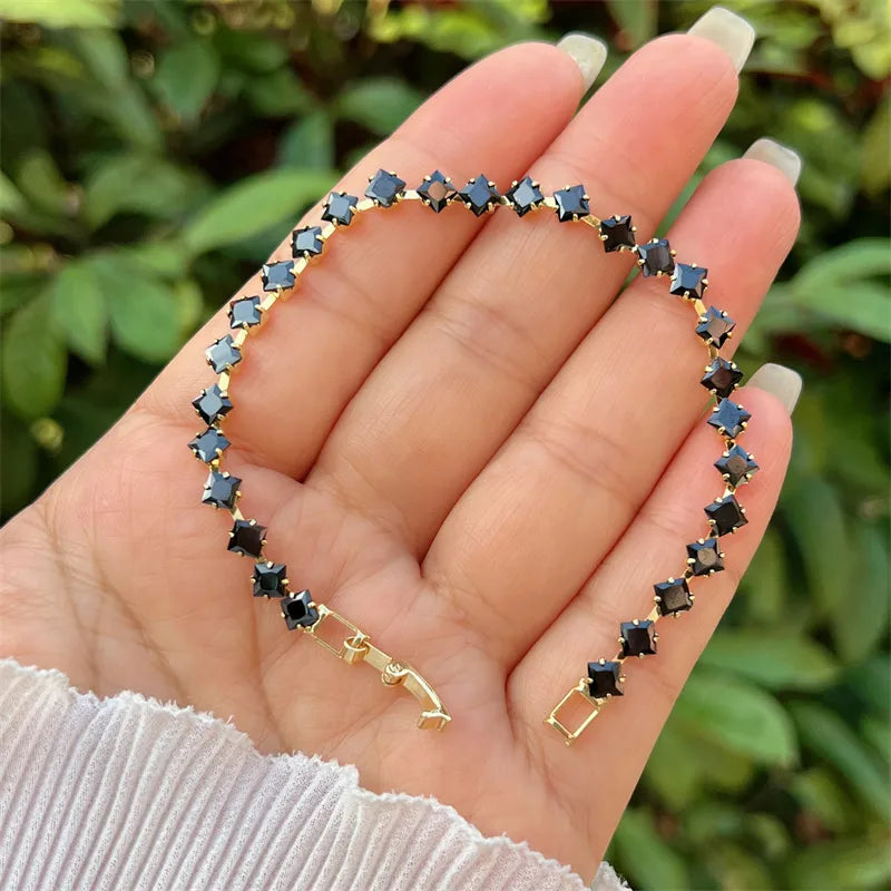 Wholesale Jewelry Classic Style Rhombus Copper Zircon 18K Gold Plated Bracelets