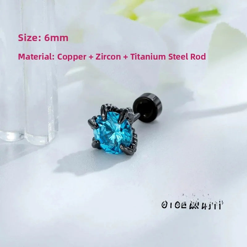 Unisex Dragon Ear Cartilage Rings & Studs with Claw Setting in 316L Stainless Steel, Multicolor