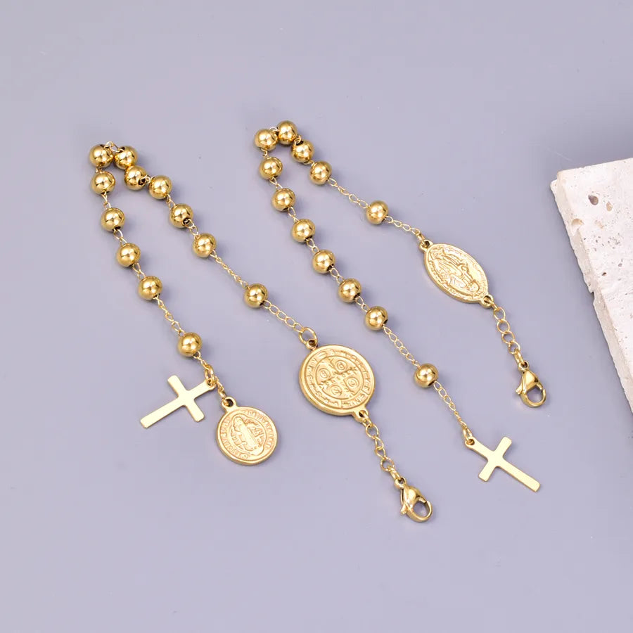 Casual Cross 304 Stainless Steel 18K Gold Plated Bracelets In Bulk