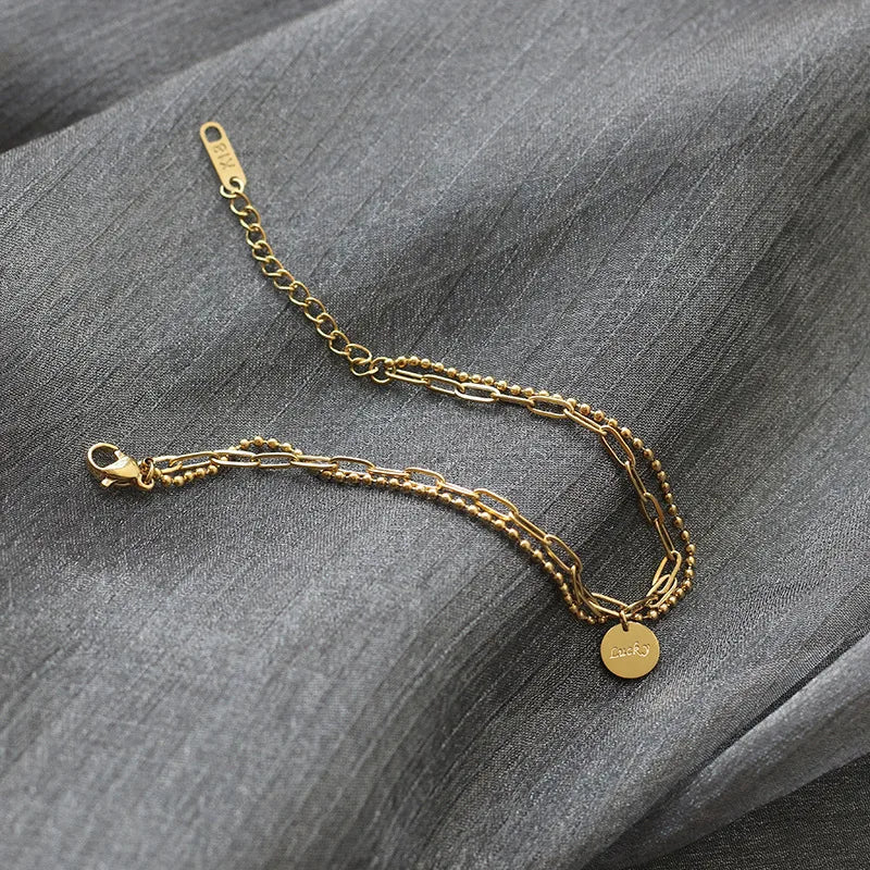 Wholesale Jewelry Simple Style 304 Stainless Steel 18K Gold Plated Bracelets