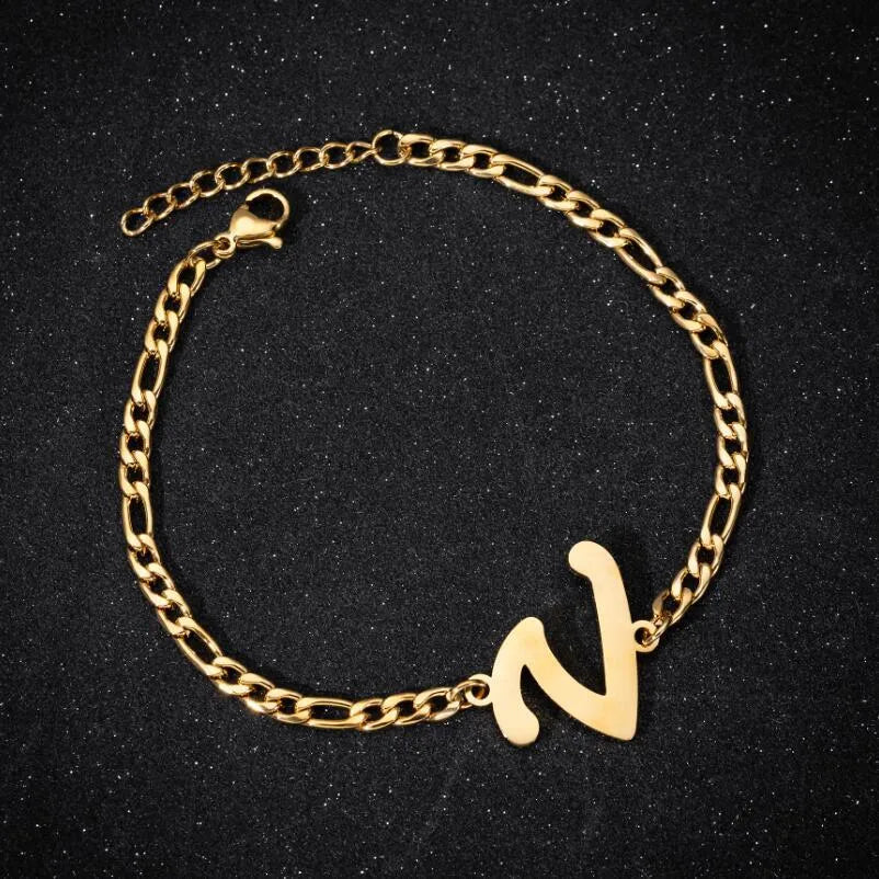 Fashion Letter 201 Stainless Steel 18K Gold Plated Bracelets In Bulk