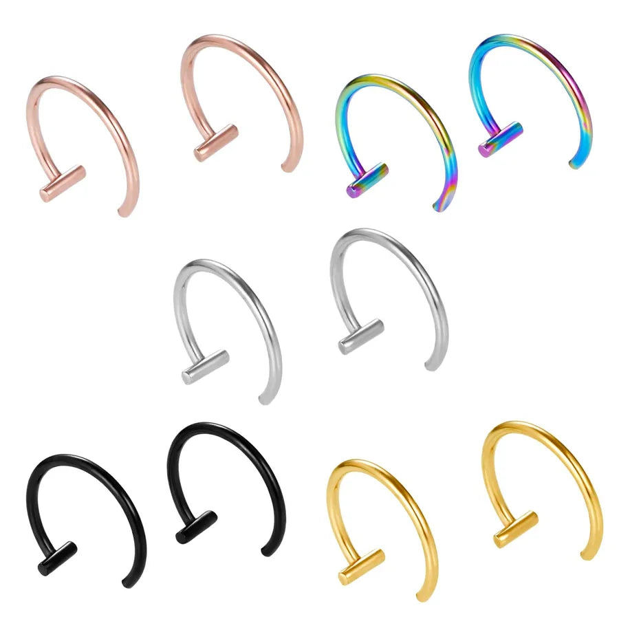 fashion c shape stainless steel plating lip ring