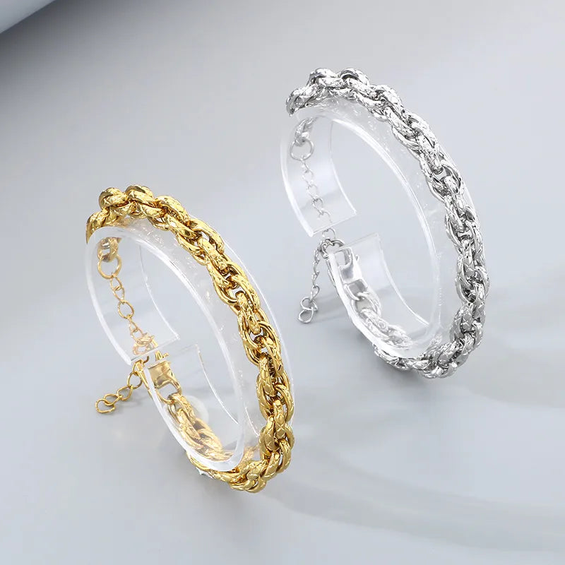 Simple Style Geometric 304 Stainless Steel 18K Gold Plated Bracelets In Bulk