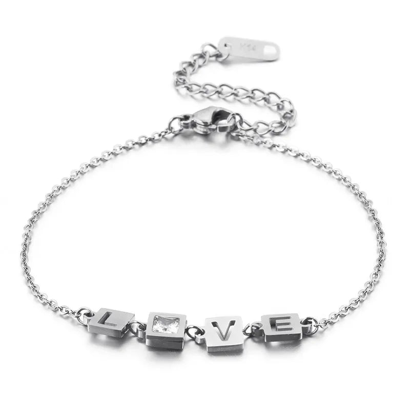 Fashion Letter Titanium Steel 18K Gold Plated Bracelets In Bulk