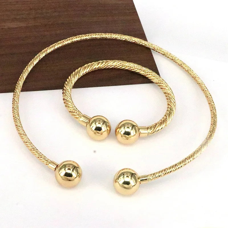 streetwear round copper plating 18k gold plated bracelets necklace