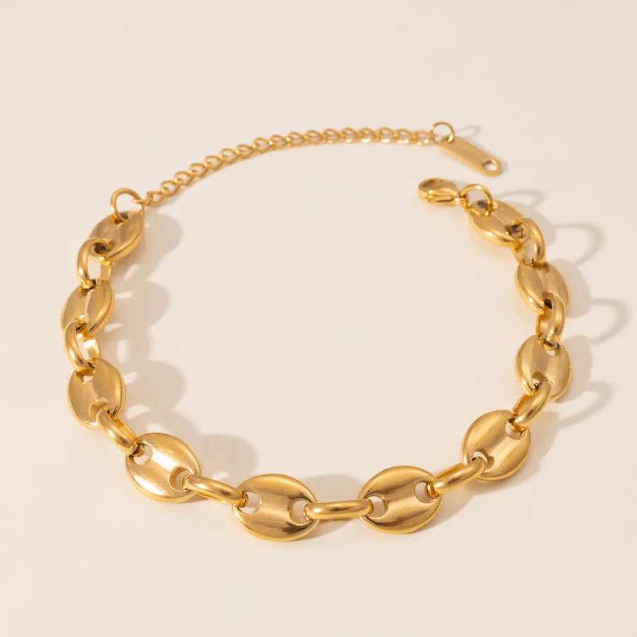 Simple Style Geometric 316L Stainless Steel  18K Gold Plated Bracelets In Bulk