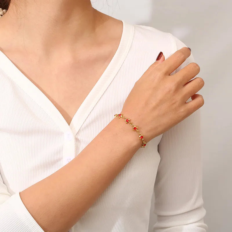 Simple Style Pentagram 304 Stainless Steel 18K Gold Plated Bracelets In Bulk