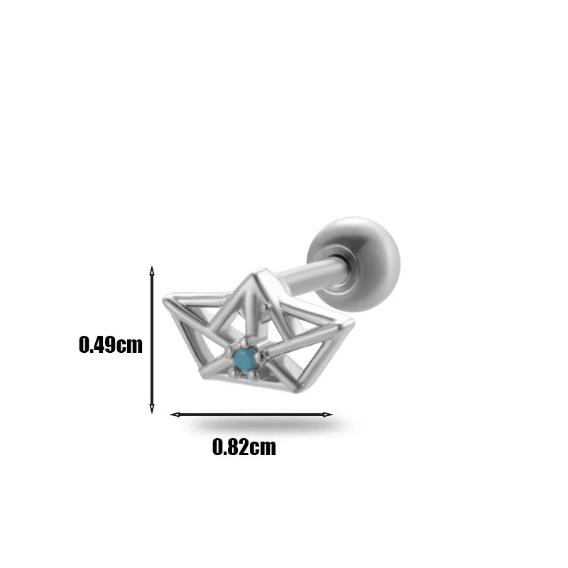1 Piece Ear Cartilage Rings & Studs Simple Style Geometric 316L Stainless Steel  Copper Plating Inlay Zircon