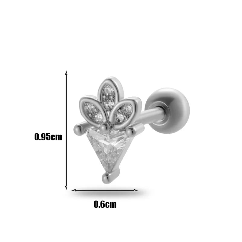 1 Piece Ear Cartilage Rings & Studs Simple Style Geometric 316L Stainless Steel  Copper Plating Inlay Zircon