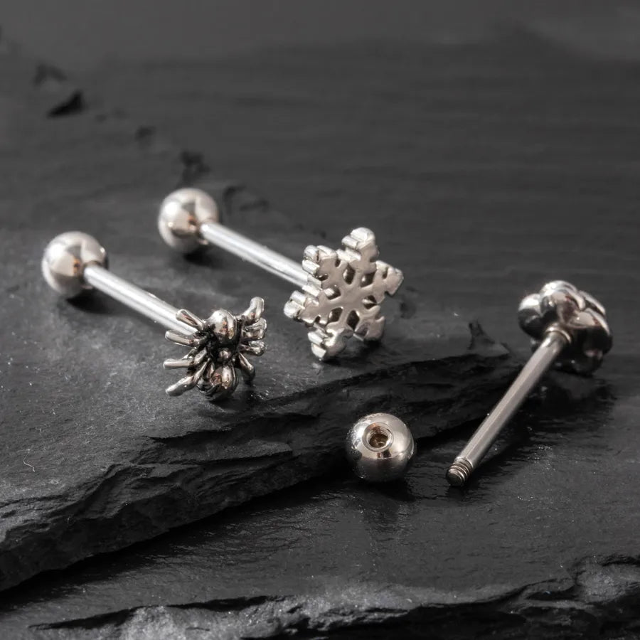 Tongue Rings Vintage Style Punk Star Flower Spider 316 Stainless Steel  Tongue Rings