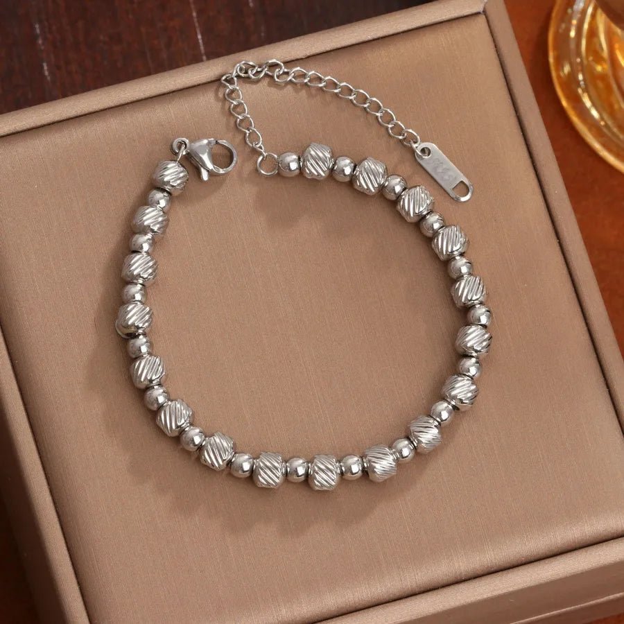 Casual Simple Style Round Titanium Steel 18K Gold Plated Bracelets In Bulk