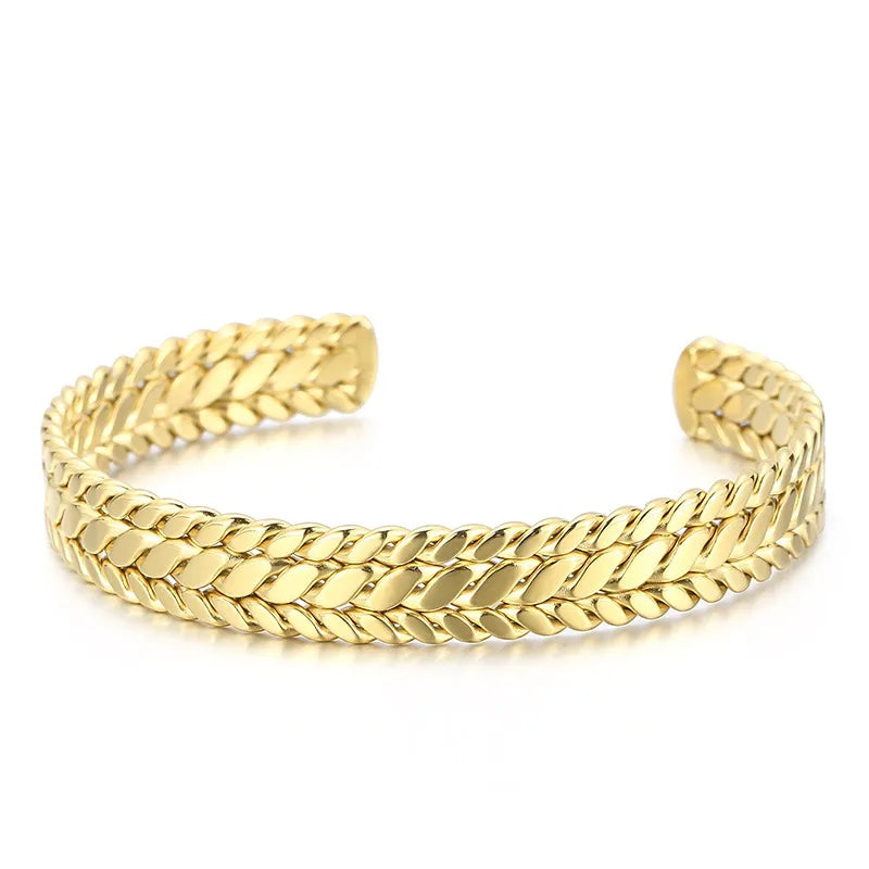 Fashion Leaf Titanium Steel 18K Gold Plated Bracelets In Bulk