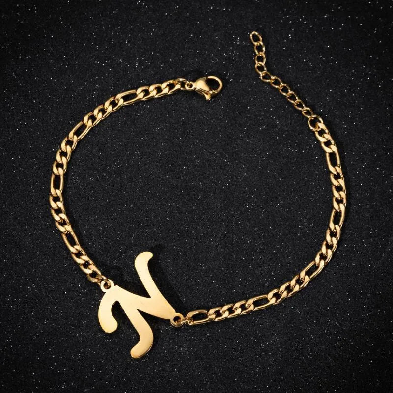 Fashion Letter 201 Stainless Steel 18K Gold Plated Bracelets In Bulk