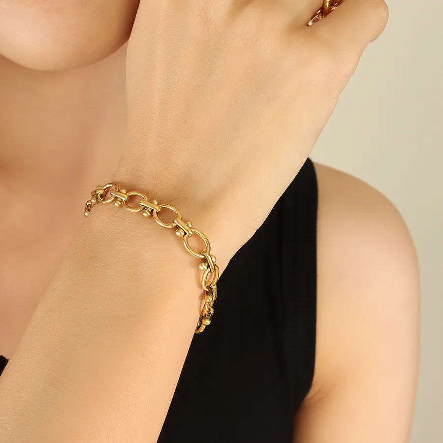 Simple Style Geometric Titanium Steel 18K Gold Plated Bracelets In Bulk