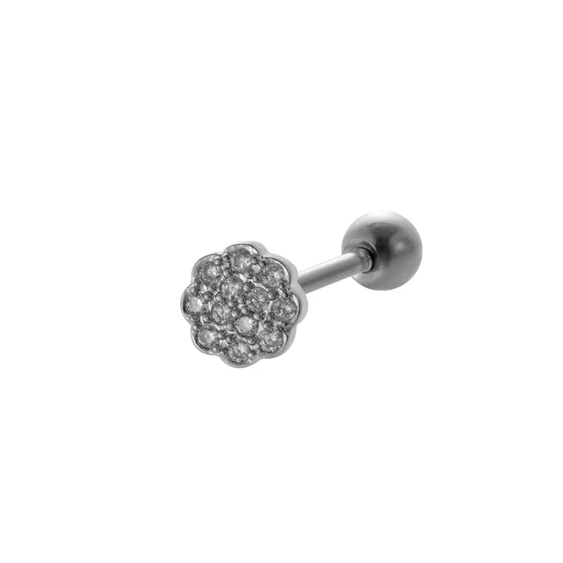 1 Piece Ear Cartilage Rings & Studs Vintage Style French Style Simple Style Leaves Water Droplets Heart Shape 316L Stainless Steel  Copper Plating Inlay Pearl Zircon