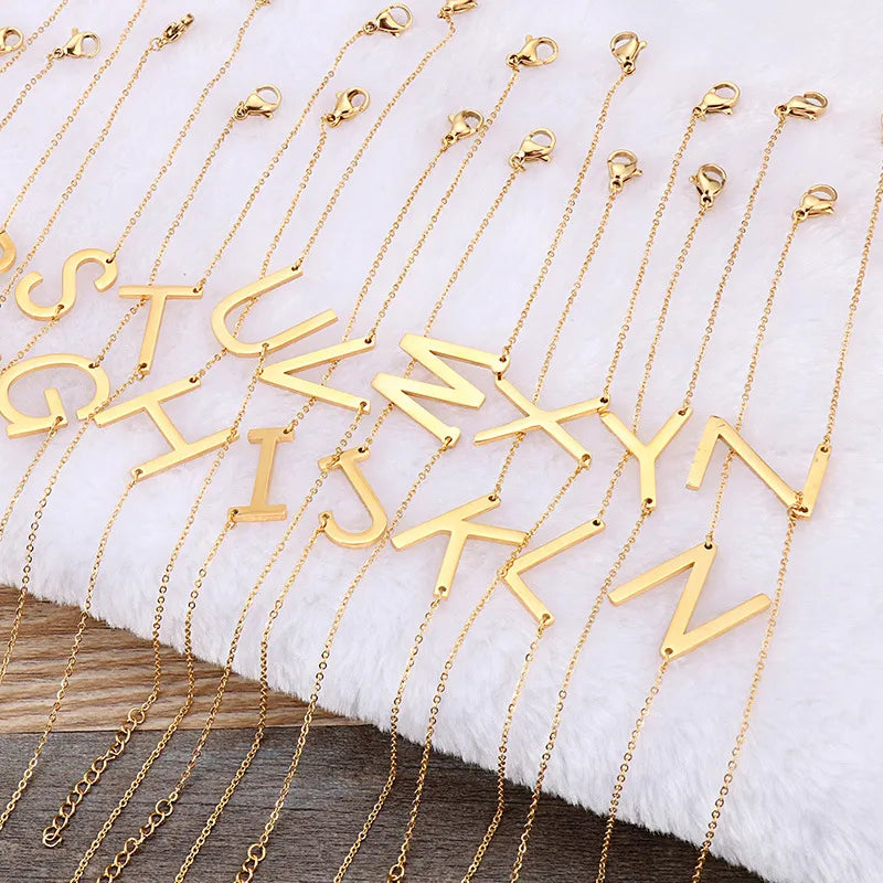 Fashion Letter Titanium Steel 18K Gold Plated Bracelets In Bulk
