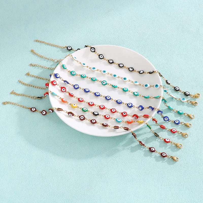 Hip-Hop Retro Eye Titanium Steel 18K Gold Plated Bracelets In Bulk