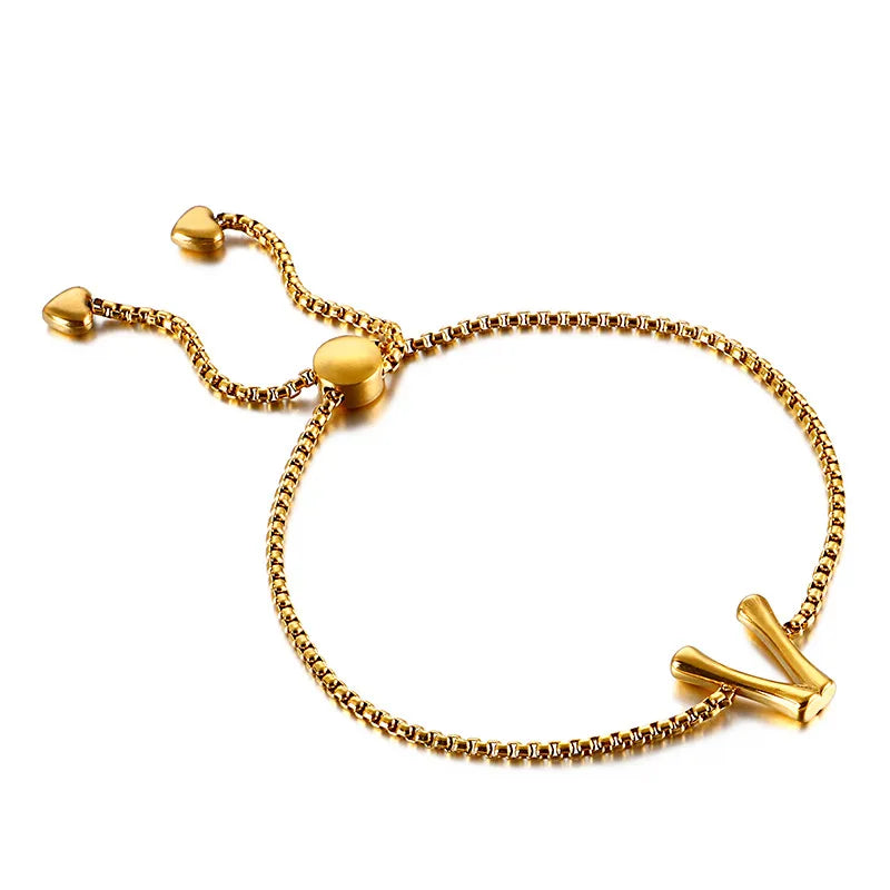 Letter Titanium Steel 18K Gold Plated Bracelets In Bulk