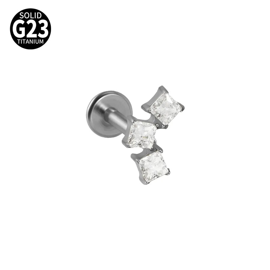 1 Piece Lip Rings Elegant Tropical Arc G23 Titanium Polishing Plating Inlay Zircon 18K Gold Plated Lip Rings Ear Cartilage Rings & Studs