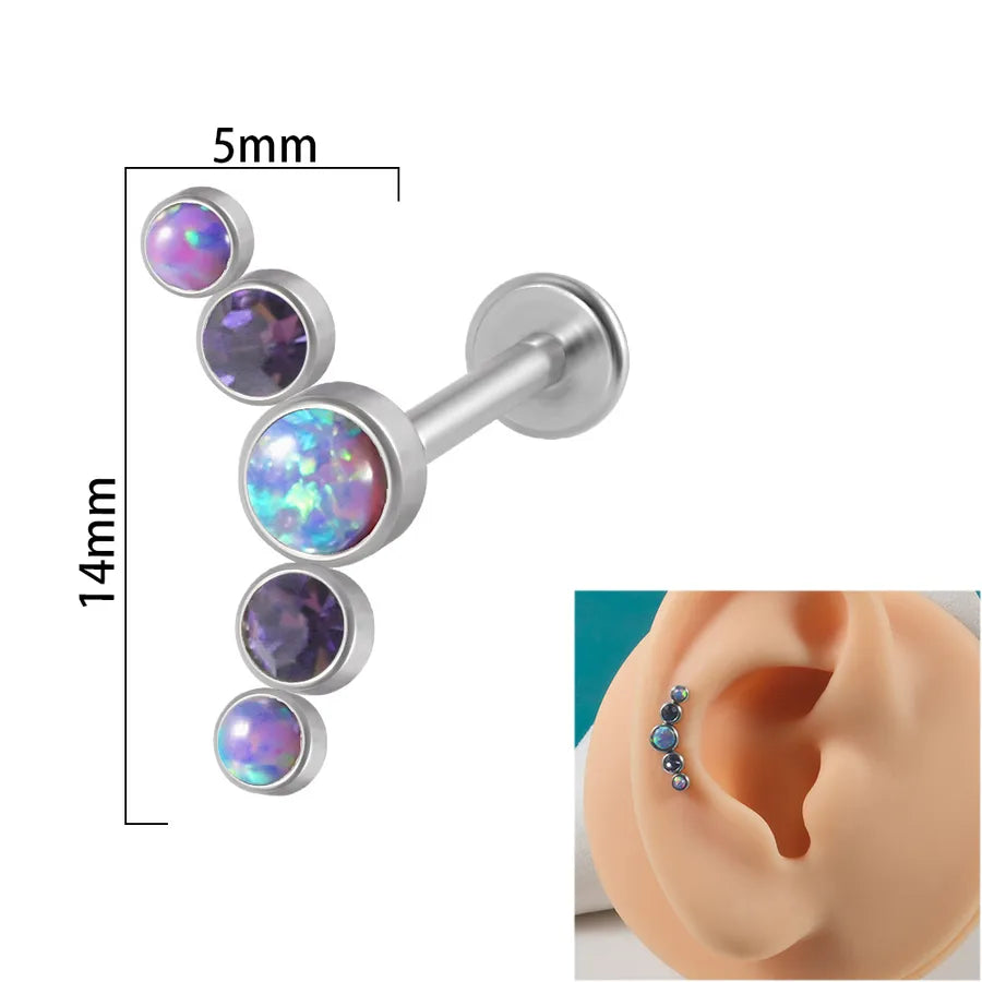 1 Piece Ear Cartilage Rings & Studs Simple Style Round 304 Stainless Steel Copper Zircon Inlay Resin Zircon
