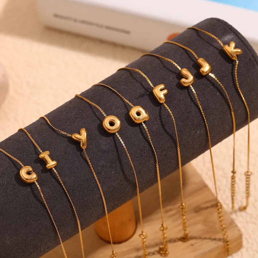 Simple Style Letter 304 Stainless Steel 18K Gold Plated  Bracelets In Bulk