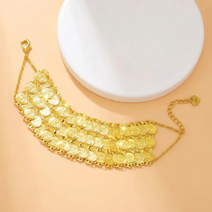 retro roman style coin copper plating 18k gold plated bracelets