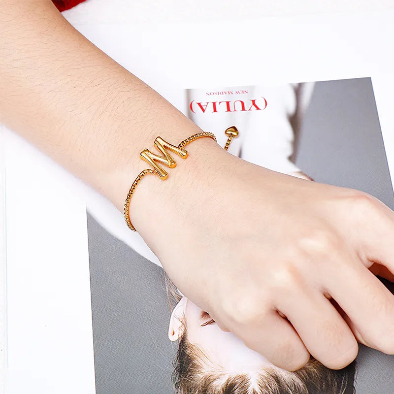 Letter Titanium Steel 18K Gold Plated Bracelets In Bulk