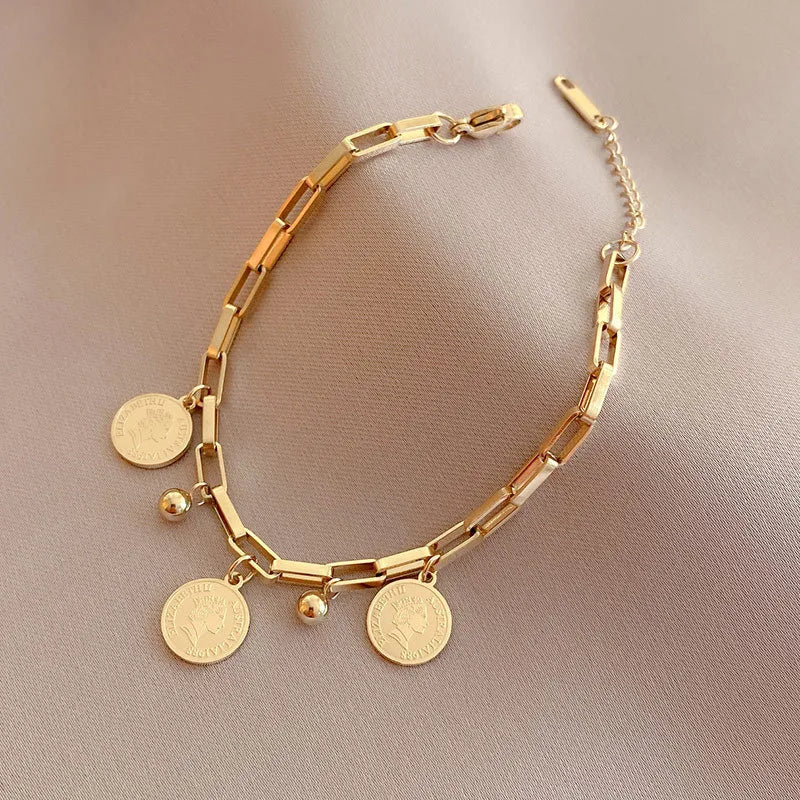 Classic Style Geometric Titanium Steel 18K Gold Plated Bracelets In Bulk