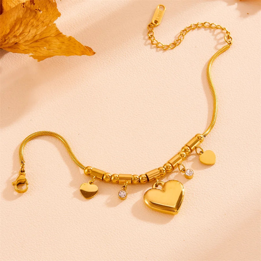 Elegant Romantic Heart Shape Titanium Steel 18K Gold Plated Bracelets In Bulk