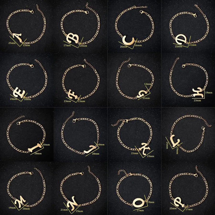 Fashion Letter 201 Stainless Steel 18K Gold Plated Bracelets In Bulk