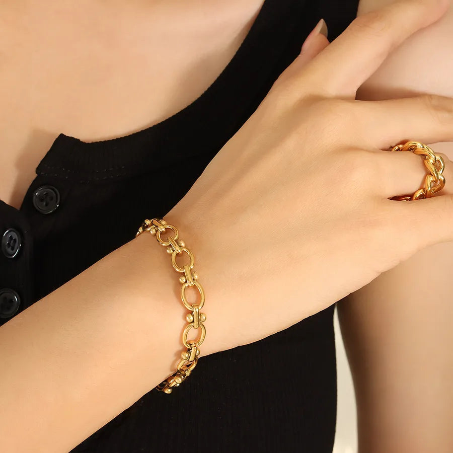 Simple Style Geometric Titanium Steel 18K Gold Plated Bracelets In Bulk