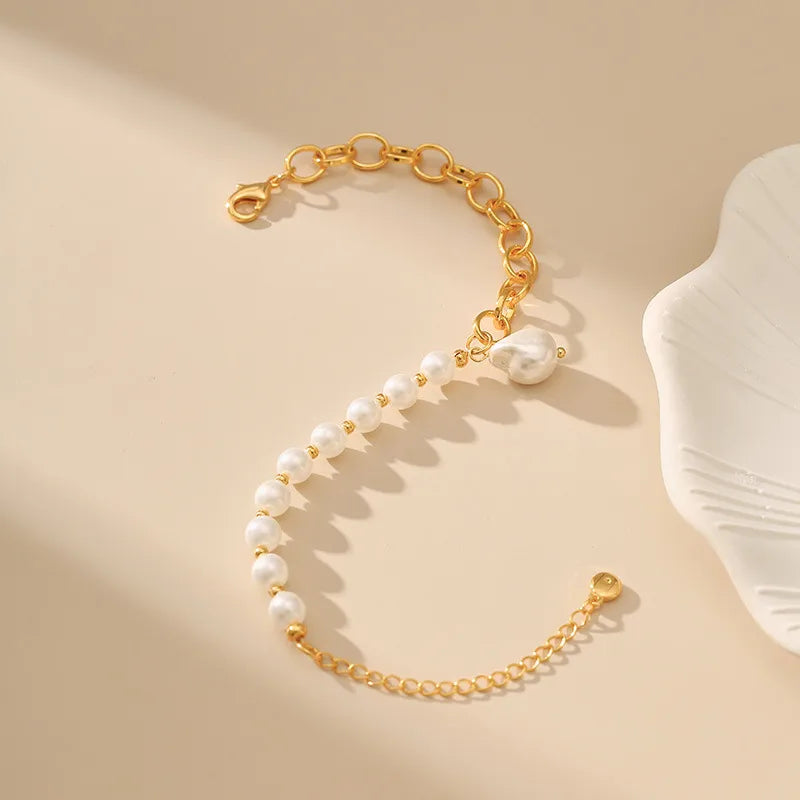 sweet water droplets imitation pearl copper plating 18k gold plated bracelets
