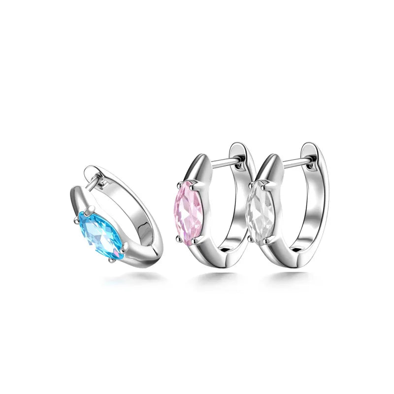 Geometric Ear Cartilage Rings & Studs in 316L Stainless Steel with Zircon Inlay, Claw Setting, Simple Style Unisex