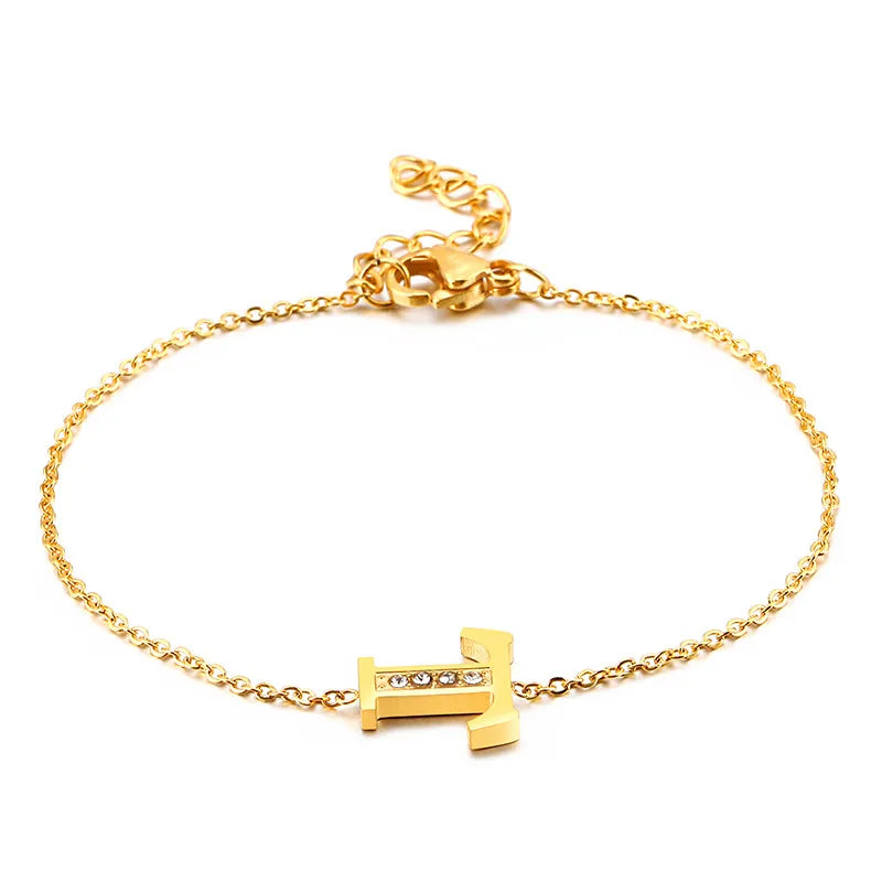 Fashion Letter Titanium Steel 18K Gold Plated Bracelets In Bulk