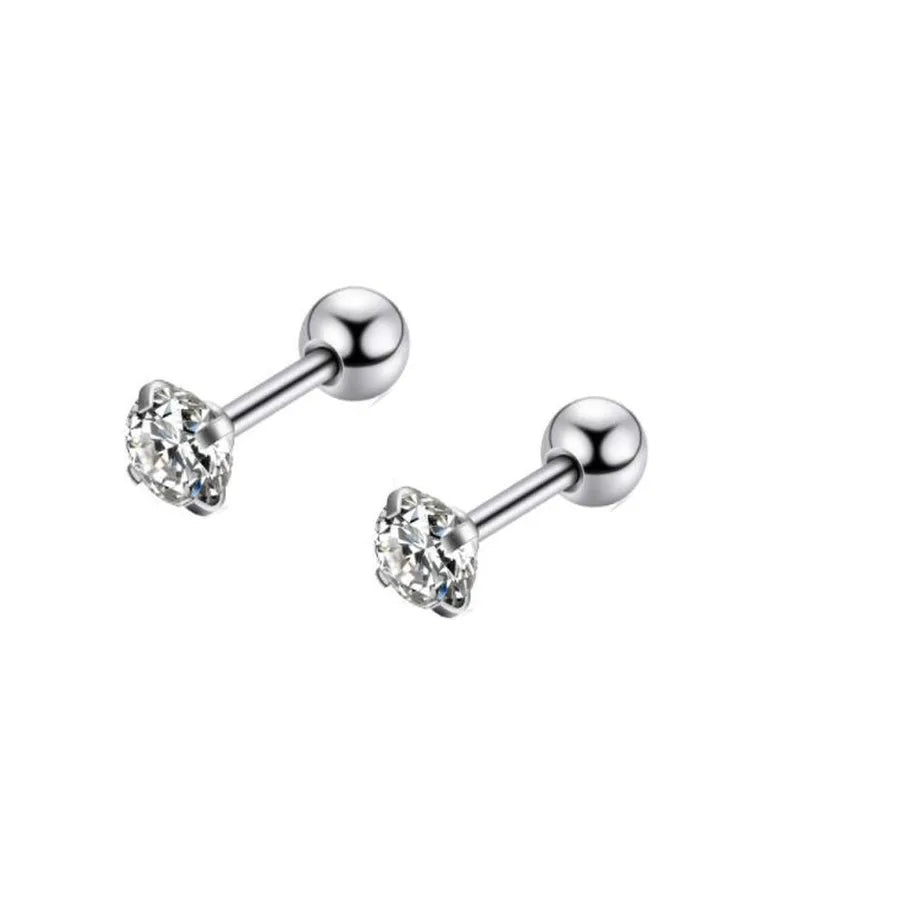 simple style geometric stainless steel inlay zircon ear studs 1 piece