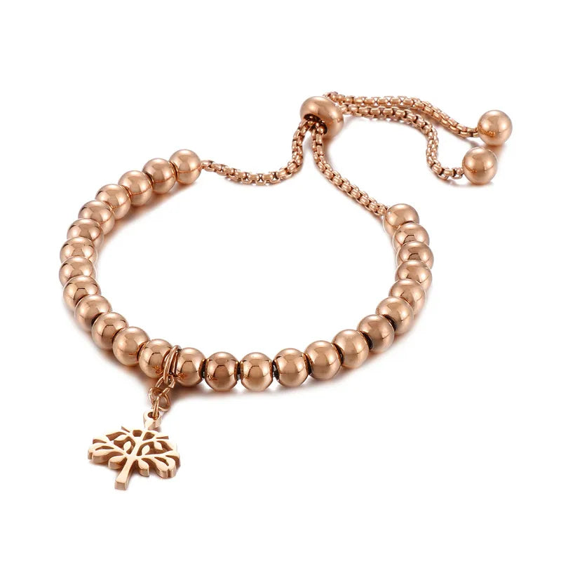 elegant sunflower tree titanium steel gold plated bracelets