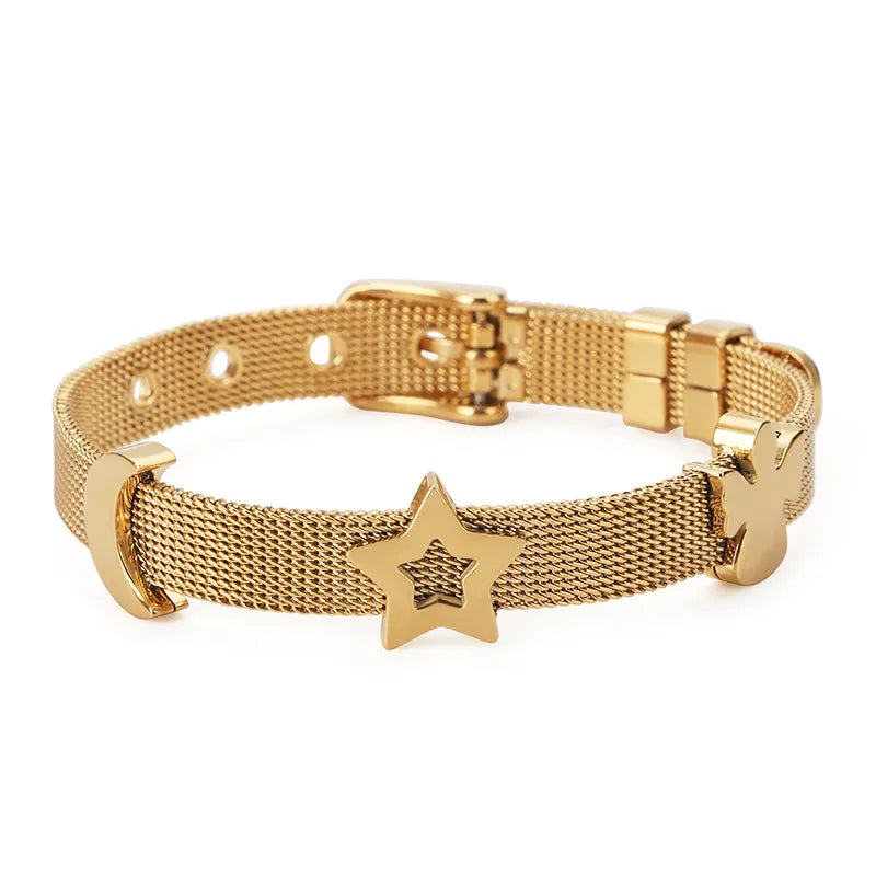 Fashion Star Titanium Steel 18K Gold Plated Bracelets In Bulk