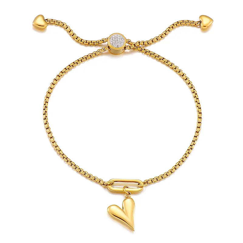 Fashion Heart Titanium Steel 18K Gold Plated Bracelets In Bulk